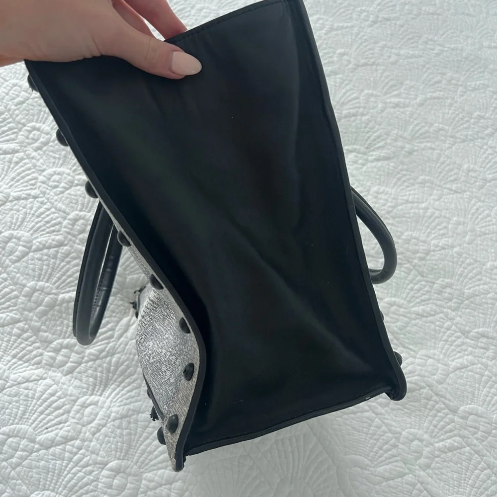 Loeffler Randall work bag tote purse reptile snakeskin python black bag office - Picture 7 of 12